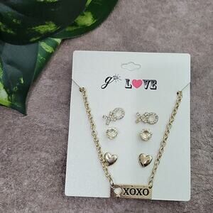 Gennaro Gold Toned Love Necklace & Earrings Set NEW